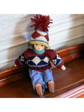 Springford Inc Braintree MA Porcelain Vintage Collectible Doll in Sweater Outfit
